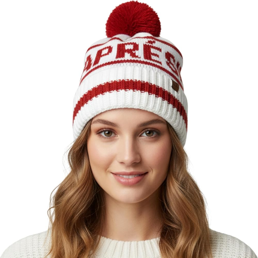 Funky Junque Après Ski Pom Pom Beanie for Women – Oversized Knit Winter Hat, Warm Cozy Womens ... | Amazon (US)
