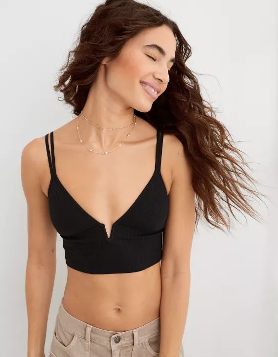 Aerie Ribbed Poppy Lace Bra Top | American Eagle Outfitters (US & CA)