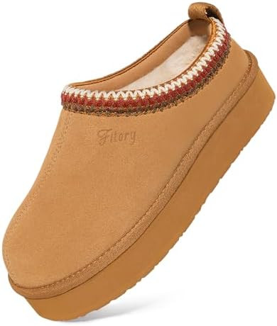 FITORY - Pantuflas de gamuza para mujer, minibotas planas cortas con forro de vellón afelpado, z... | Amazon (US)