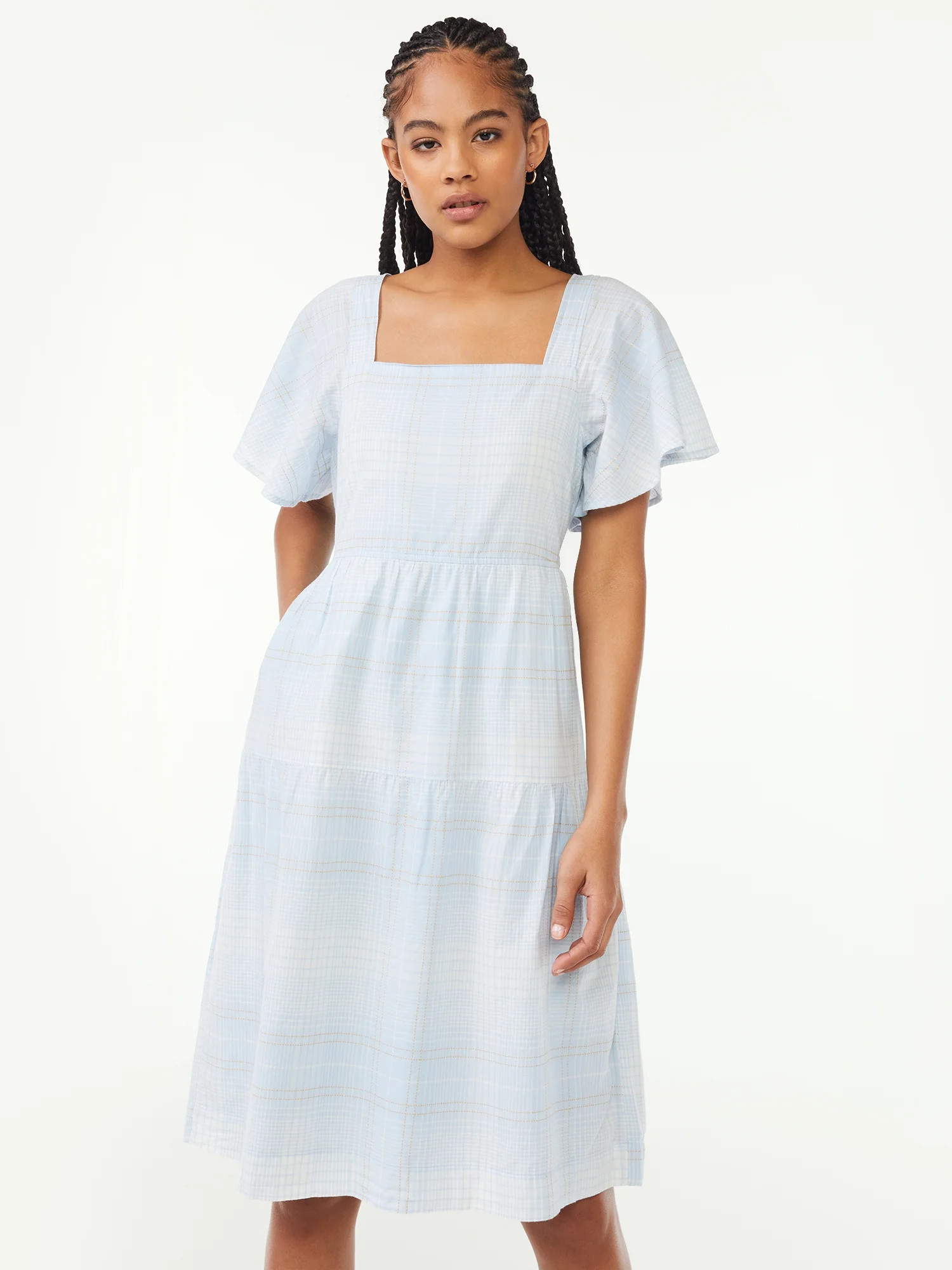 Free Assembly Women's Tiered Midi Dress | Walmart (US)