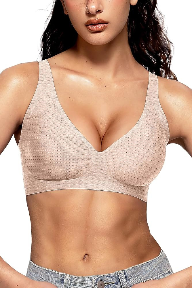 Vertvie Womens Wireless Seamless Bras Deep V No Underwire Push Up Bras Supportive Full Coverage B... | Amazon (US)