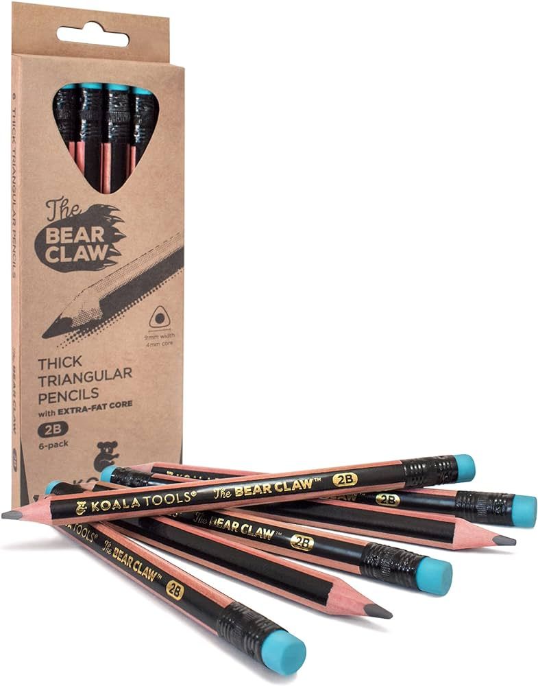 KOALA TOOLS | Bear Claw Pencils 1-Pack (6 Pencils) - Fat, Thick, Strong, Triangular Grip, Graphit... | Amazon (US)