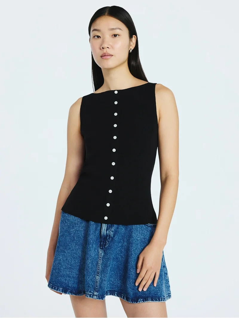 Scoop Women's Sleeveless Button Front Cardigan Sweater, Lightweight, Sizes XS-XXL | Walmart (US)