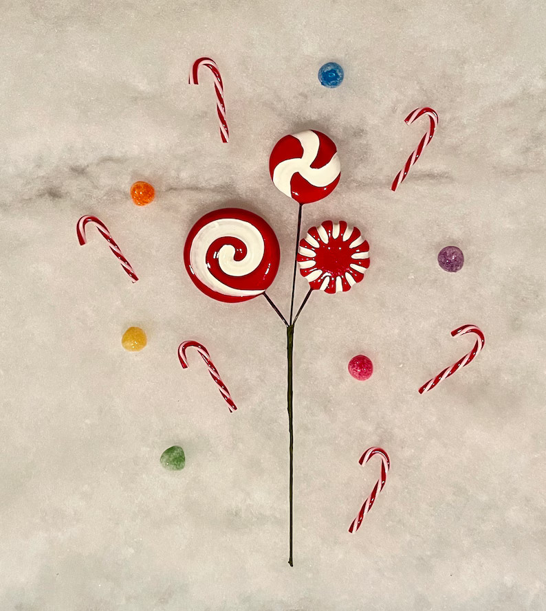 1/3/6/12 Peppermint Floral Picks Stems Spray Xmas Wreath - Etsy | Etsy (US)