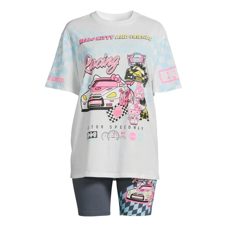 Hello Kitty Juniors Graphic T-Shirt and Shorts Set, 2-Piece, Sizes XS-XXXL | Walmart (US)