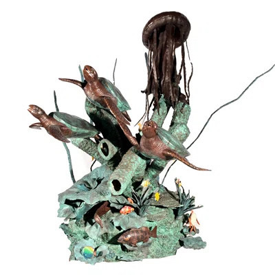 Bronze Turtles & Jellyfish Fountain Sculpture | Wayfair North America