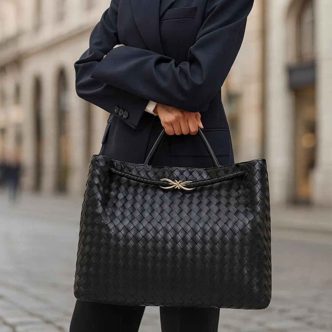 Large Leather Crossbody Bag, Genuine Woven Cowhide Purse, Soft Shoulder Bag, Elegant Handmade Tot... | Etsy (US)