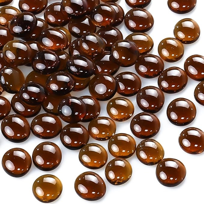 CYS EXCEL Amber Glass Gemstone Beads Vase Fillers (1 LB) Flat Marble Beads Multiple Color Choices... | Amazon (US)