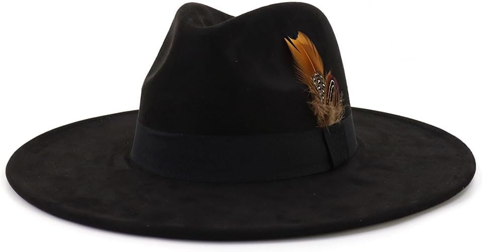LIDHAY Big Wide Brim Fedora Hats for Women Men Western Suede Hat Panama Hat Outdoor Hats | Amazon (US)