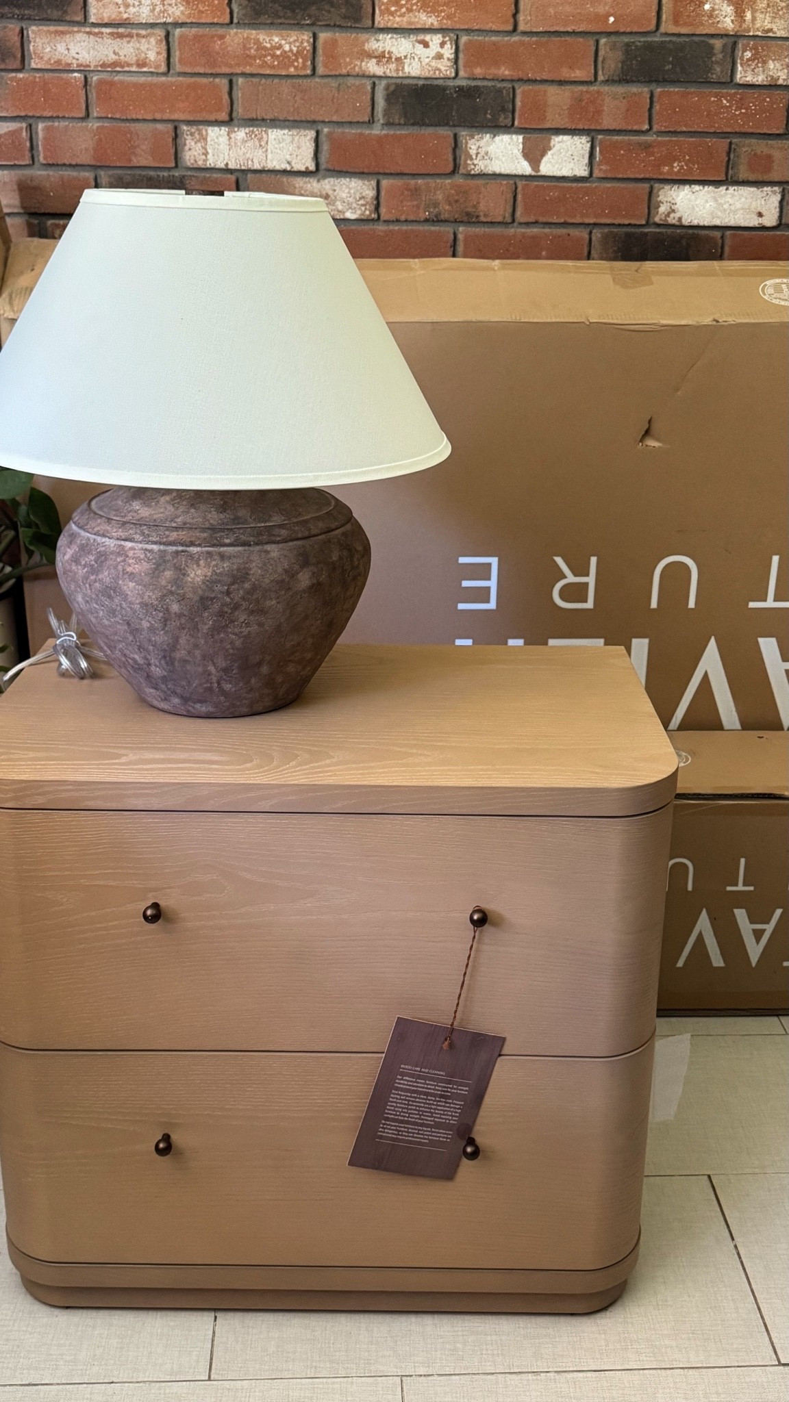 moving into a larger primary bedroom & starting to get some of the pieces in! 😍 obsessed with this lamp & nightstand combo