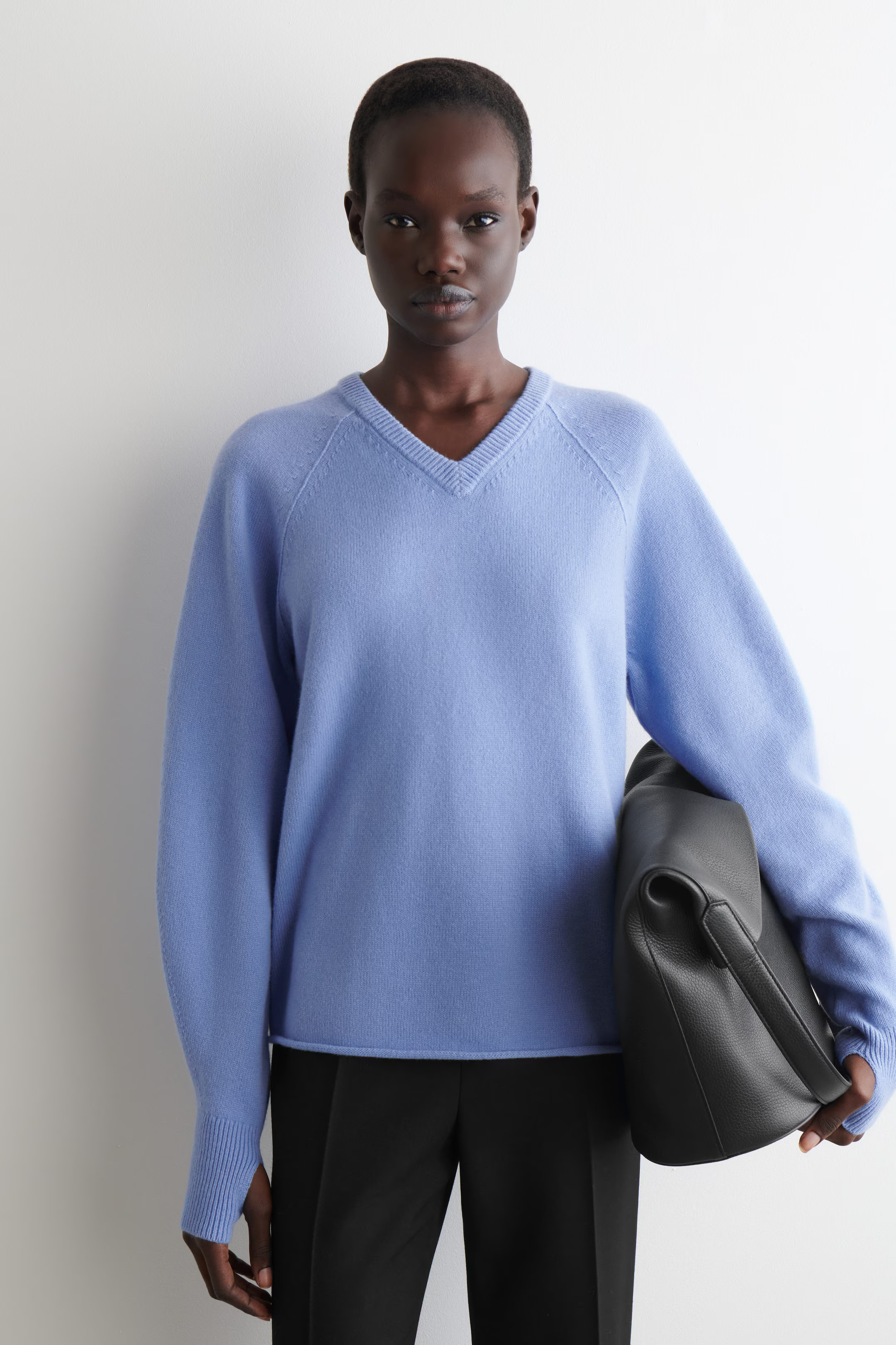 MERINO WOOL V-NECK JUMPER - CORNFLOWER BLUE | COS GB | COS UK