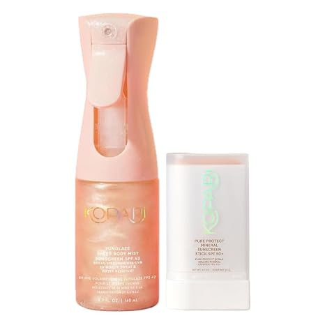 Kopari Rose Gold Sunglaze Sheer Body Mist Sunscreen SPF 42 & Pure Protect 100% Mineral Sunscreen ... | Amazon (US)