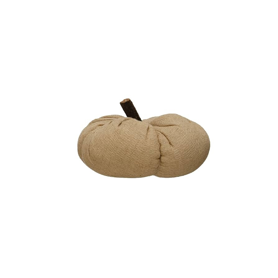Creative Co-Op 6-1/4" Round x 4"H Fabric Pumpkin w/ Wood Stem, Nutmeg Color | Amazon (US)