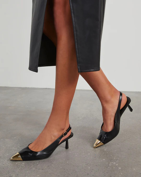 Denzel Metallic Tip Slingback Heels | VICI