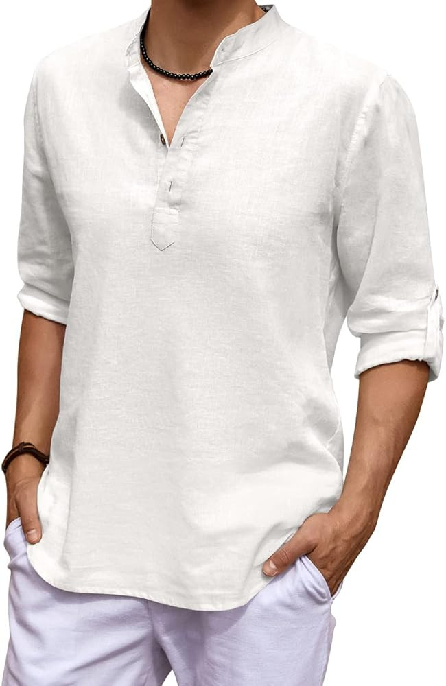 Sailwind Men's Linen Shirt Casual Henley Beach Shirts for Men | Amazon (US)