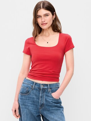 Hug Double-Layer Scoop-Neck Top | Old Navy (US)