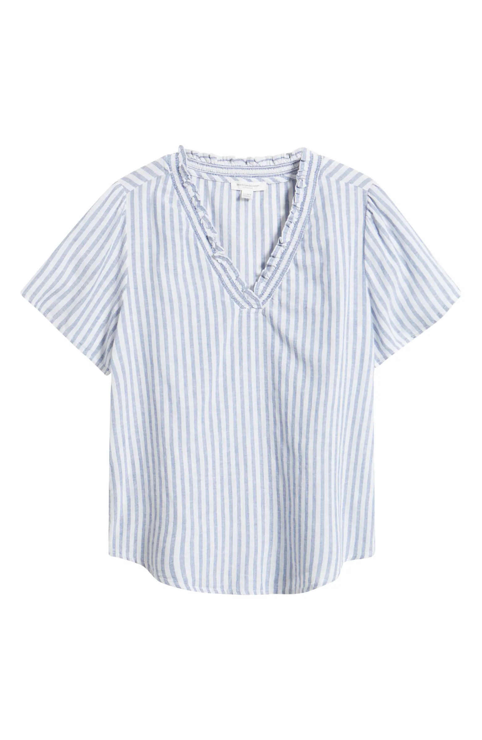 Bree Ruffle Linen & Cotton Top | Nordstrom