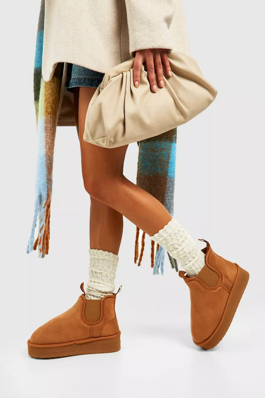 Platform Elastic Panel Cozy Boots | boohoo (US & Canada)