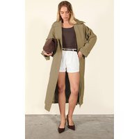 Taupe Oversized Storm Flap Detail Trench | PrettyLittleThing UK