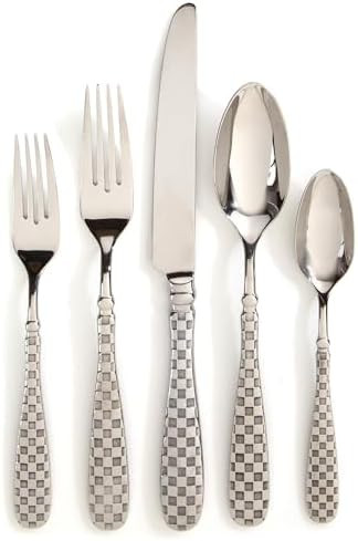 MACKENZIE-CHILDS 5-Piece Flatware Set, Cute Silverware Set with Salad Fork, Dinner Fork, Knife, S... | Amazon (US)