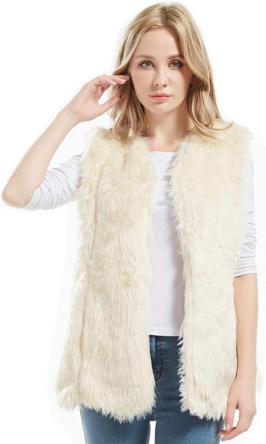 Bellivera Women's Faux Fur Vest Warm Outwear for Spring Fall and Winter | Amazon (US)