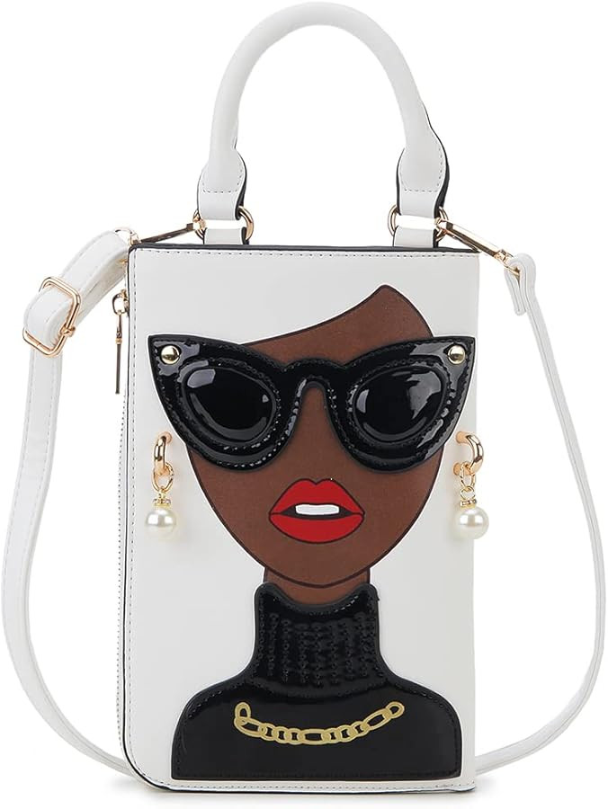 Women Novelty Lady Face Shoulder Bags Funky PU Leather Top Handle Satchel Handbags Clutch Purse f... | Amazon (US)