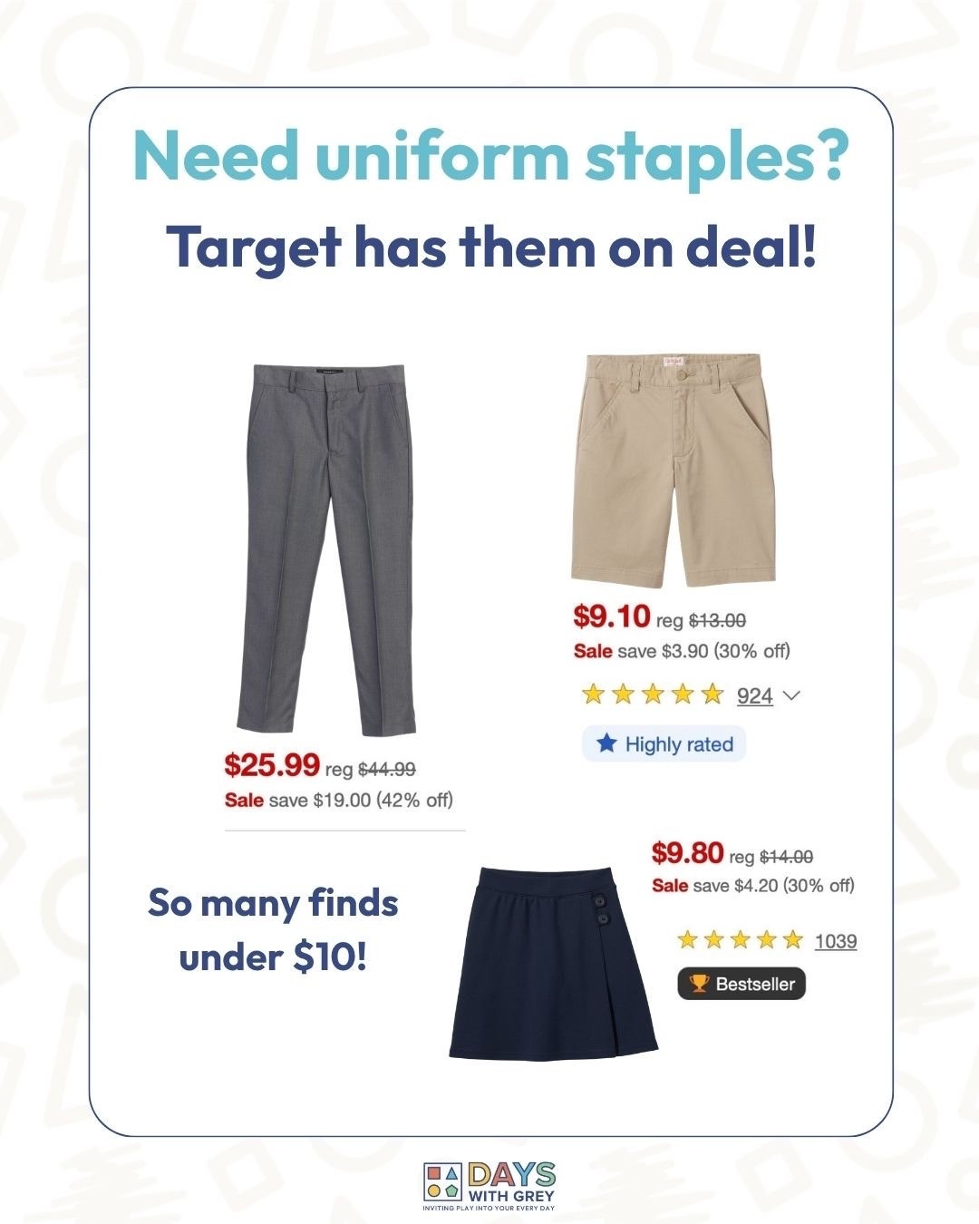 Target has so many kid’s clothes on sale including some great uniform basics that are up to 30% off! @Target

#LTKmomlife #LTKKids #LTKSaleAlert