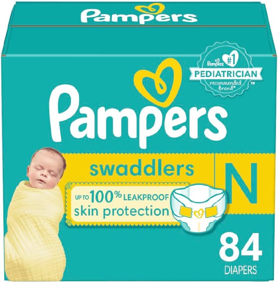 Pampers Swaddlers Diapers Newborn - Size 0, 84 Count, Ultra Soft Disposable Baby Diapers | Amazon (US)