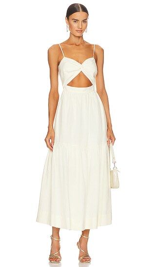 Cecilia Twist Bodice Midi Dress in Cream Off White Dress White Cut Out Dress Cutout Dress Outfit | Revolve Clothing (Global)