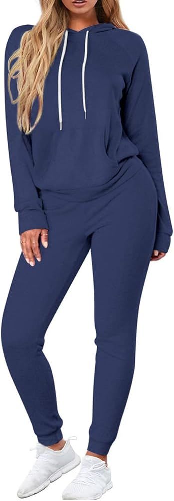 Fixmatti Women Pullover Hoodie Pockets Sweatpants Sport Jogger Sweatsuit | Amazon (US)