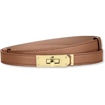 LumiSyne Women Skinny Leather Belt Classic Solid Color Alloy Turn Lock Ladies Adjustable Leather ... | Amazon (UK)