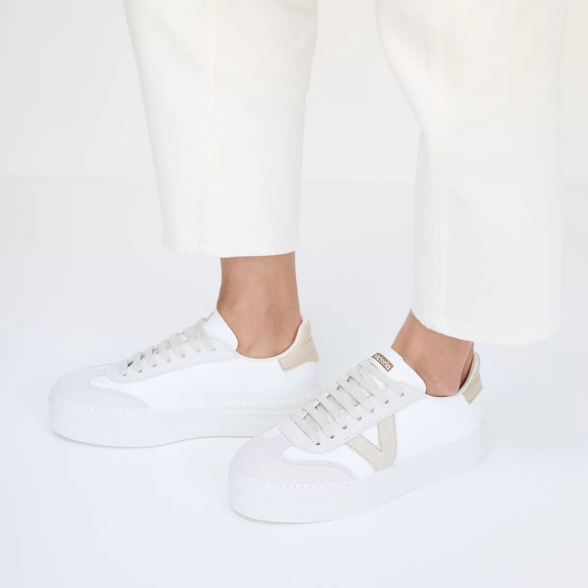 The White Company Victoria Barcelona Ciclista Platform Trainers, White, Size: 36 | The White Company UK & ROW