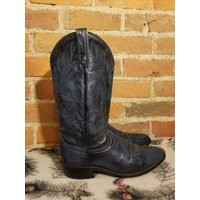 Dan Post Boots // 70's Midnight Navy Blue Leather Cowboy Boots Men's Size 8.5 Southwestern Western P | Etsy (US)
