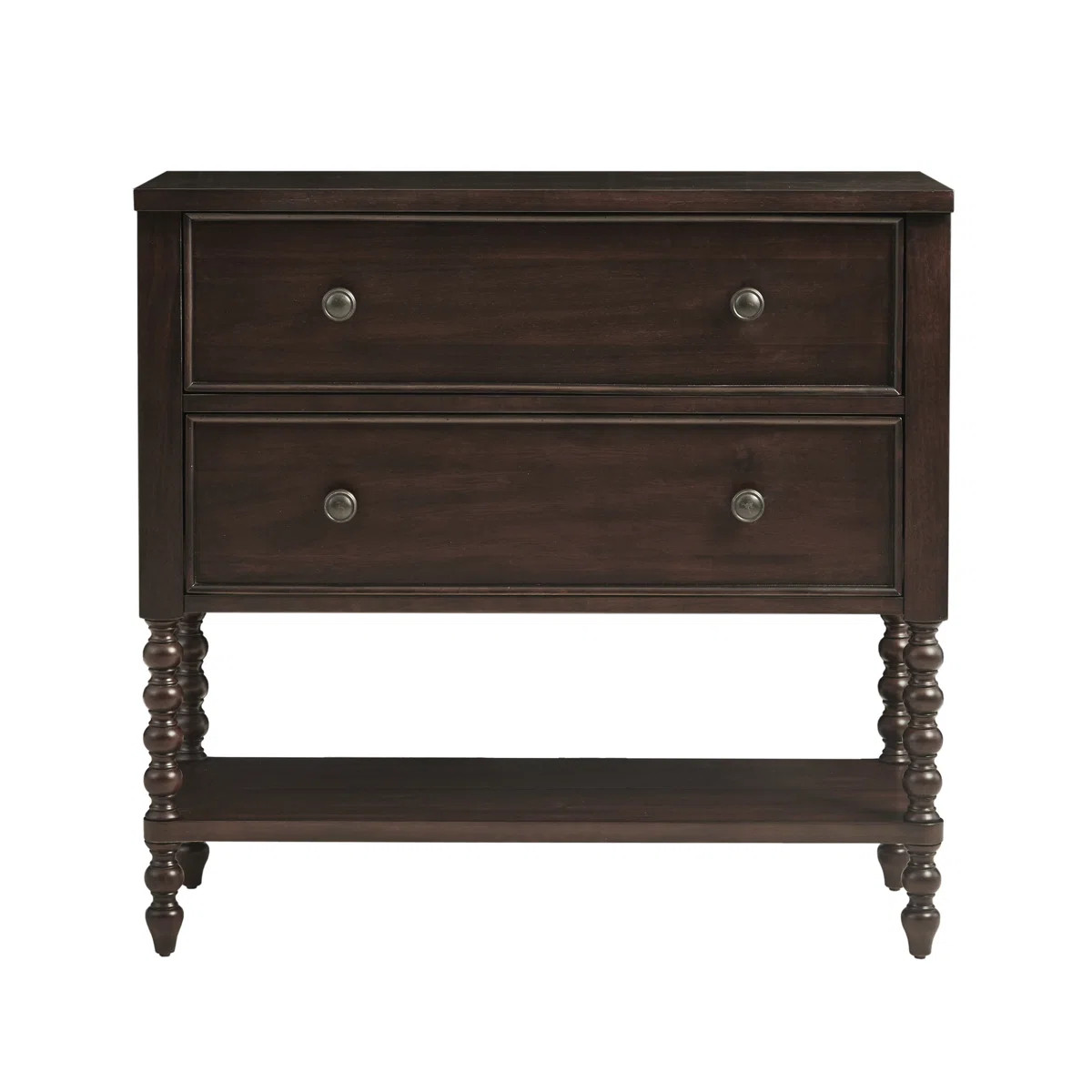 Beckett Spindle Wood 2-Drawer Accent Chest with Lower Shelf | Wayfair North America