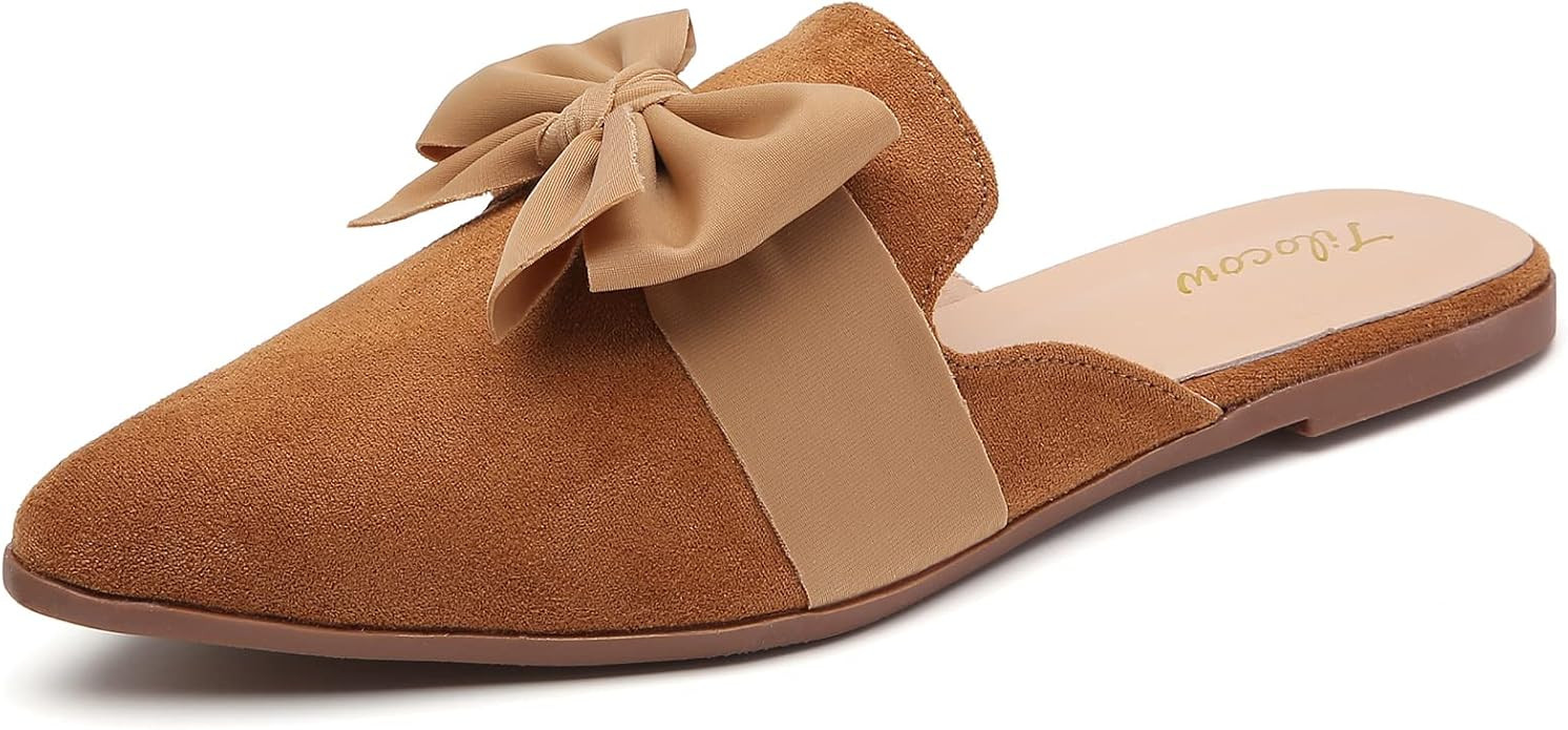 Tilocow Flat Mules for Women Closed Pointed Toe Backless Mule Sandals Comfortable Slides Mules Sh... | Amazon (US)