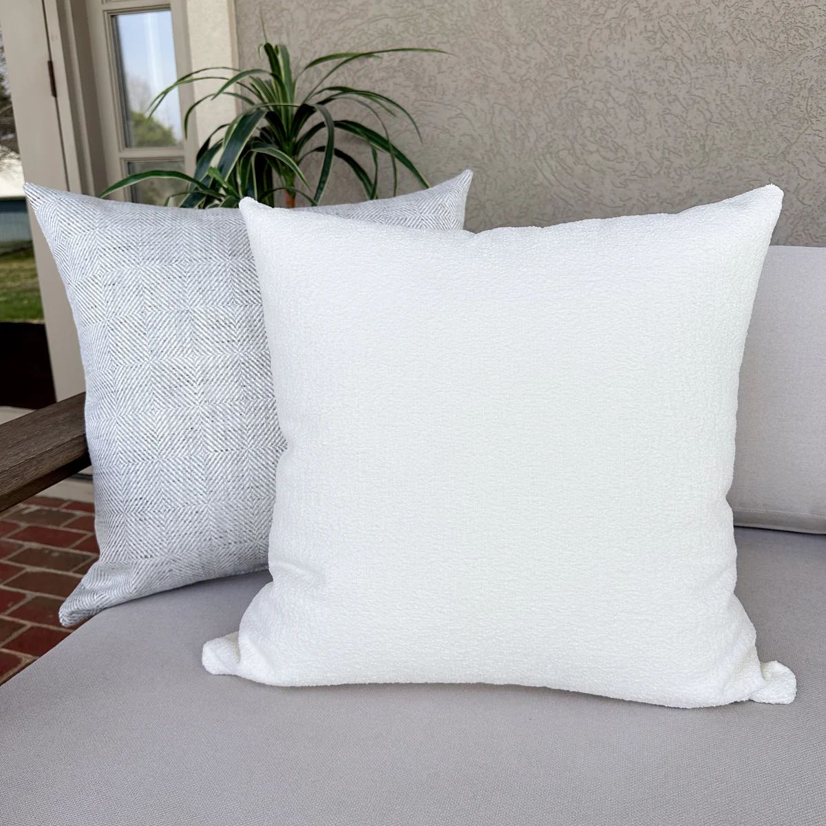 White Boucle Indoor Outdoor Pillow Cover | Hackner Home (US)