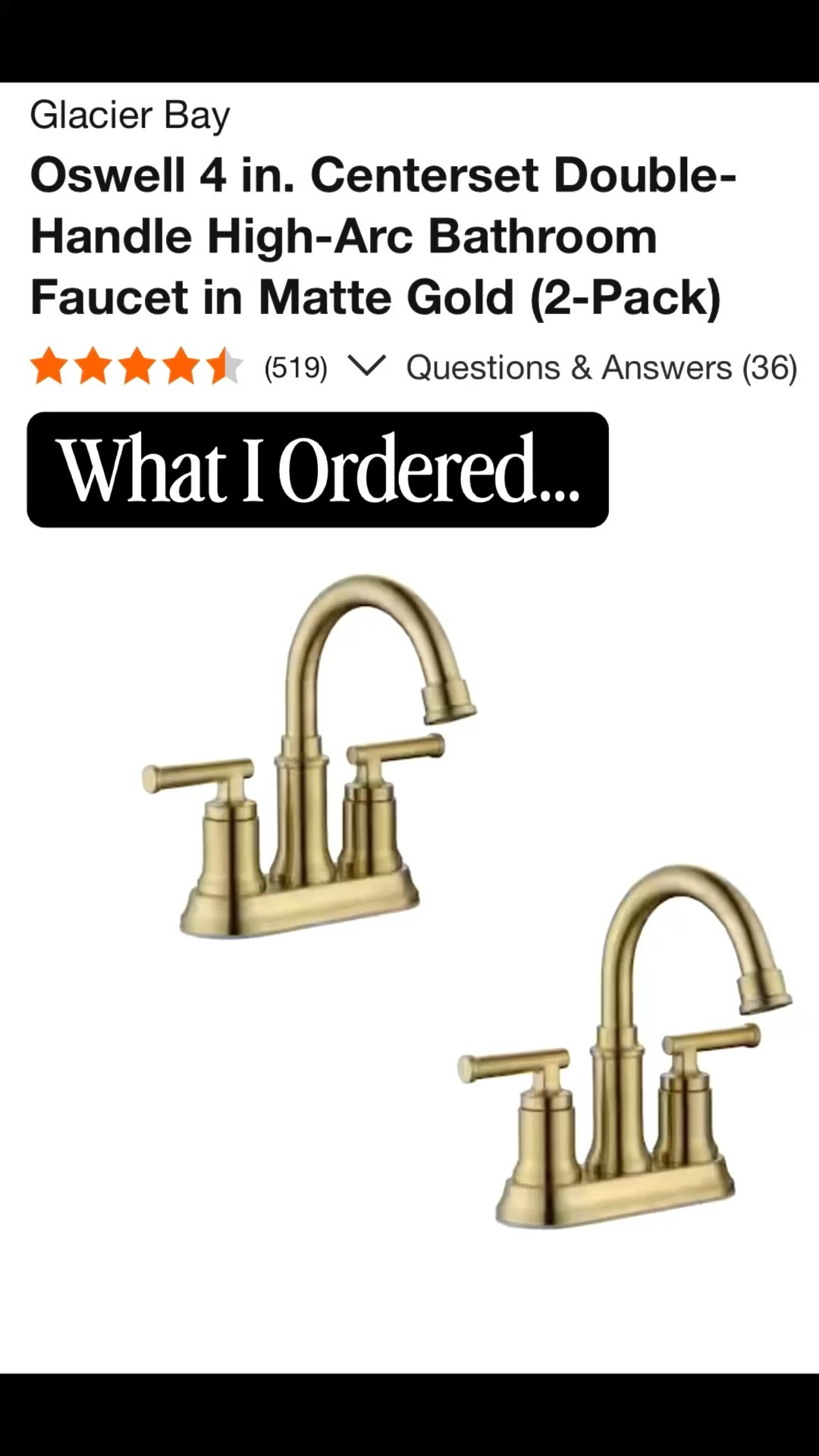 Home Depot bathroom faucet
Gold faucet
