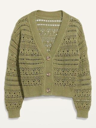 Cropped Open-Knit Cardigan for Women | Old Navy (US)