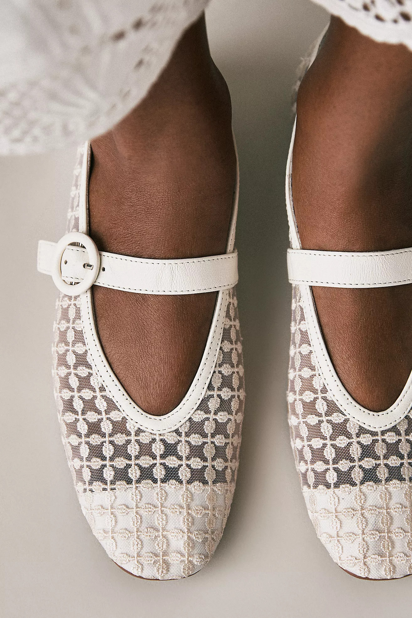 Bibi Lou Floral Mesh Mary Jane Flats | Anthropologie (US)