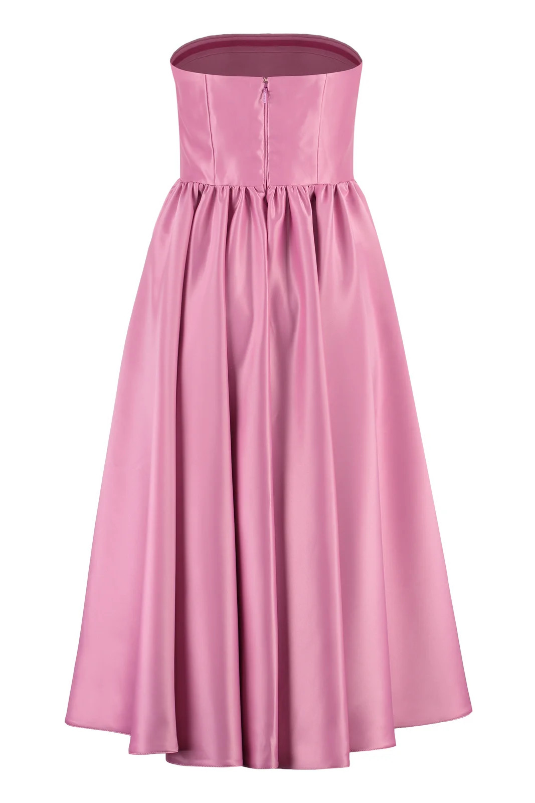 Pinko Strapless Pleated Satin Midi Dress | Cettire Global