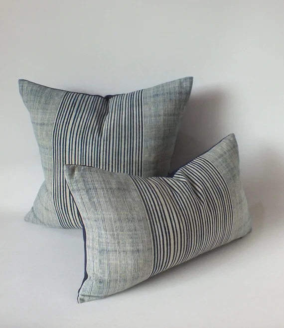Blue Cushion Indigo Block Print Hmong Pillow Cover Handmade - Etsy | Etsy (US)