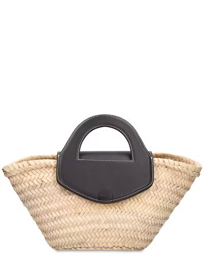 Hereu - Alqueria straw & leather top handle bag - Black | Luisaviaroma | Luisaviaroma