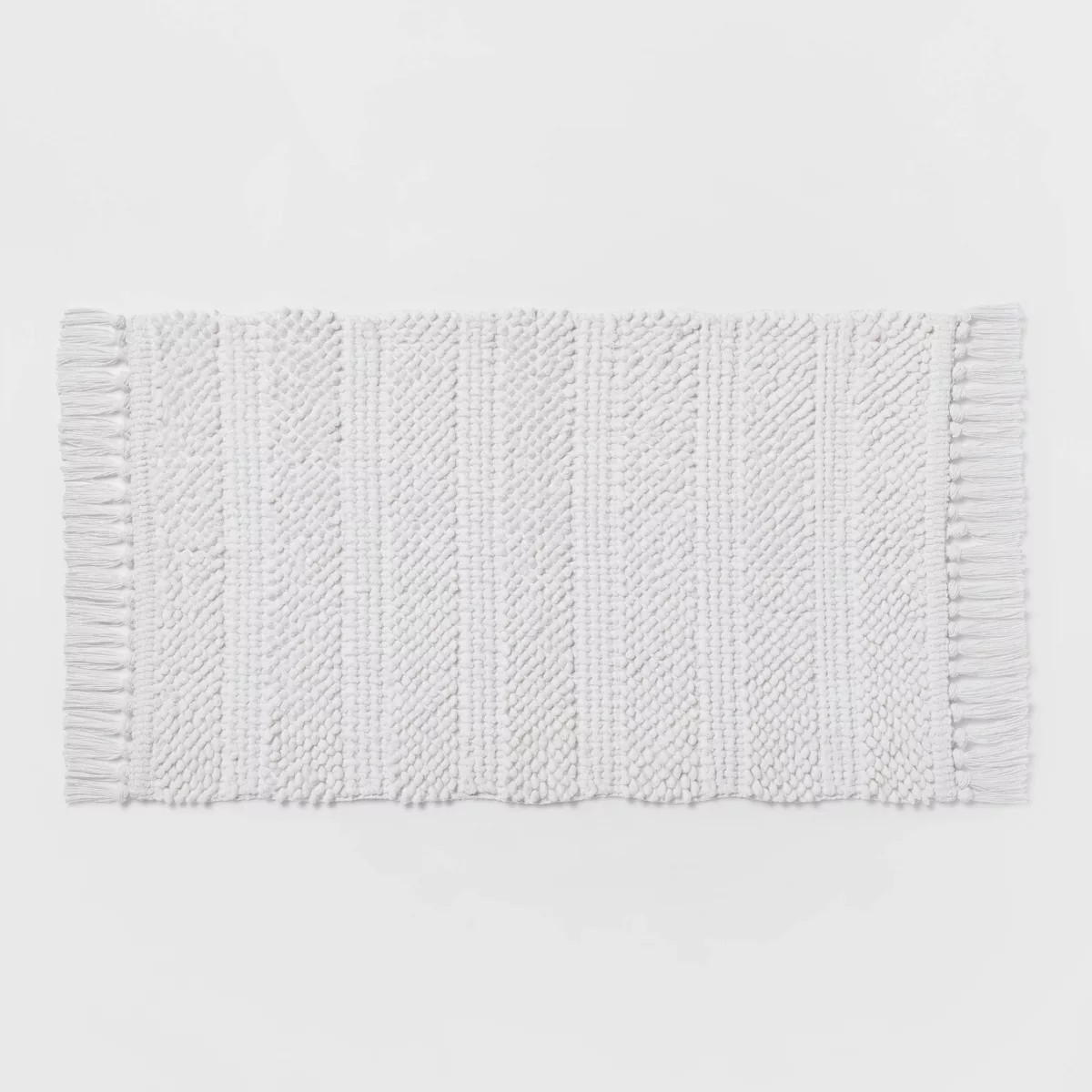 20"x32" Knit Striped Chenille Bath Rug Fringe White - Threshold™ | Target