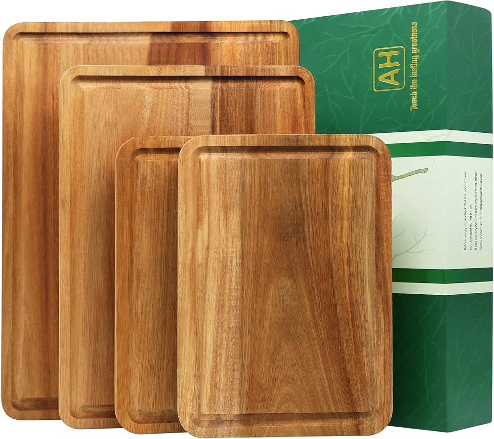 AZRHOM Large Wood Cutting Boards (Set of 4) for Kitchen Cheese Charcuterie Board (Gift Box Includ... | Amazon (CA)