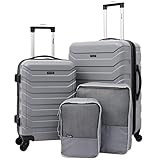 Wrangler 4 Piece Luggage and Packing Cubes Set, Shark | Amazon (US)