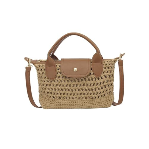 Straw Crossbody Bags for Women Crochet Summer Beach Handbag Small Woven Tote Purse with Leather T... | Amazon (US)