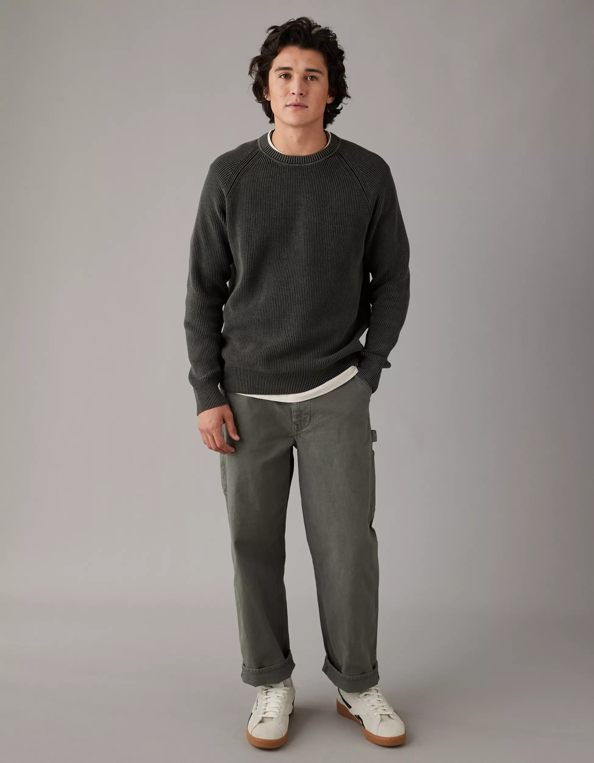 AE Long-Sleeve Crew Neck Sweater | American Eagle Outfitters (US & CA)