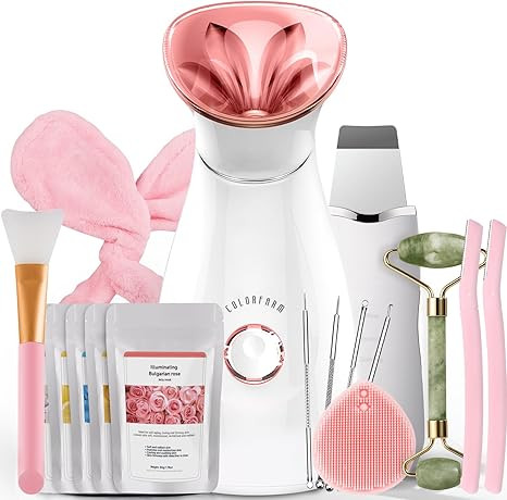 Colorfarm Facial Steamer Nano Ionic: Face Steamer Home Spa Kit Deep Cleaning Unclogs Pores Sinuse... | Amazon (US)