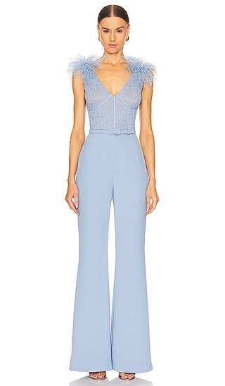 Sleevesless Lace Jumpsuit in Light Blue | Revolve Clothing (Global)