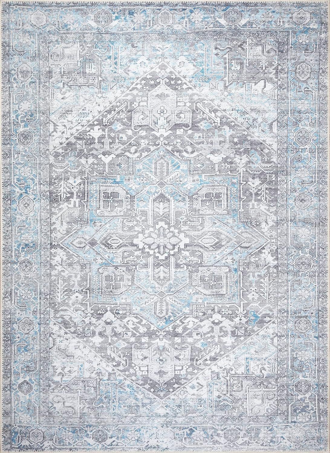 GLN Rugs Stain Resistant Machine Washable Area Rug - Vintage Persian Boho Distressed Aesthetic - ... | Amazon (US)